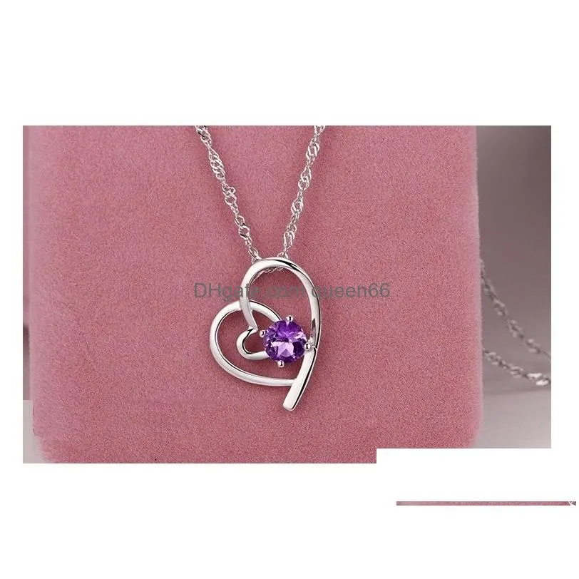 Pendant Necklaces Wholesale 925 Sterling Sier Plated Heart Shaped Zircon Necklace Fashion Valentines Day Gift Jewelry Drop Delivery Pe Dhpmg