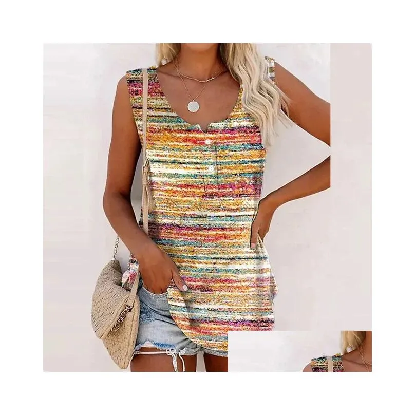 women Sleevel Printed Vest Tank Tops Ladies Summer Casual Loose T-Shirt Daily Clothing For Female Plus Size Oversized 2023 q3SI#