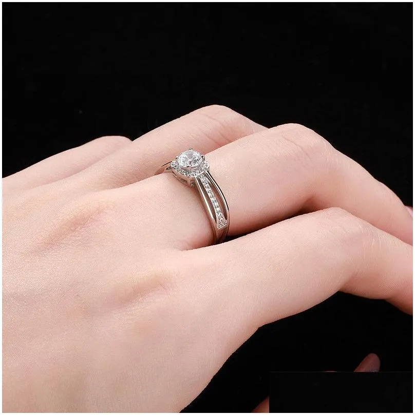 Wedding Rings Proposal Love Ring 925 Sterling Sier For Women 5A Cubic Zirconia White Diamond Luxury Jewelry Bride Engagement Promise Dhnuy