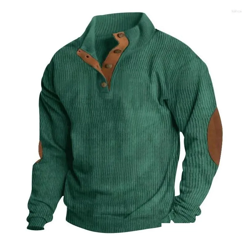 Men`s Sweaters Selling Spring And Autumn European Size Casual Standing Collar Long Sleeved Pit Stripe Corduroy Hoodies In Stock