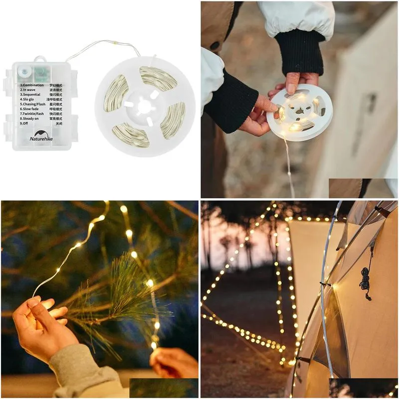 Tools Naturehike Outdoor Atmosphere Light String Portable Lightweight Multifunctional 10 meter Camping Light String CNH22DQ019