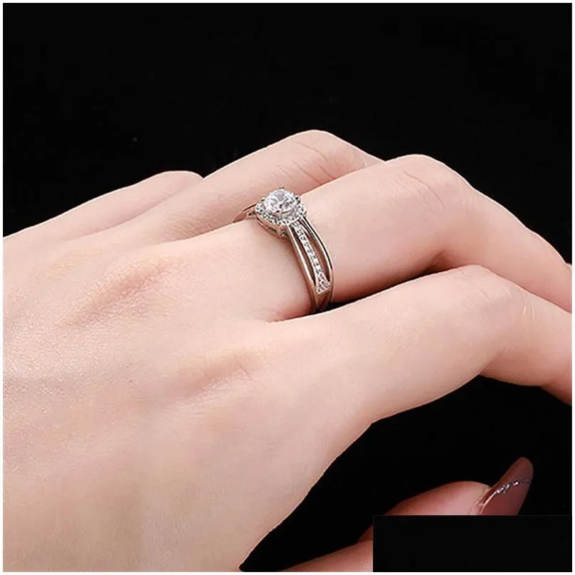 Wedding Rings Proposal Love Ring 925 Sterling Sier For Women 5A Cubic Zirconia White Diamond Luxury Jewelry Bride Engagement Promise Dhnuy