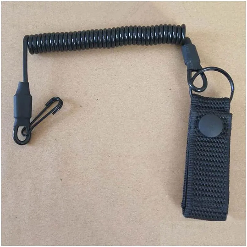 Tactical Accessories Anti-lost Elastic Lanyard Rope Spring Safety Strap Gun Rope for Key Ring Chain Flashlight Hunting