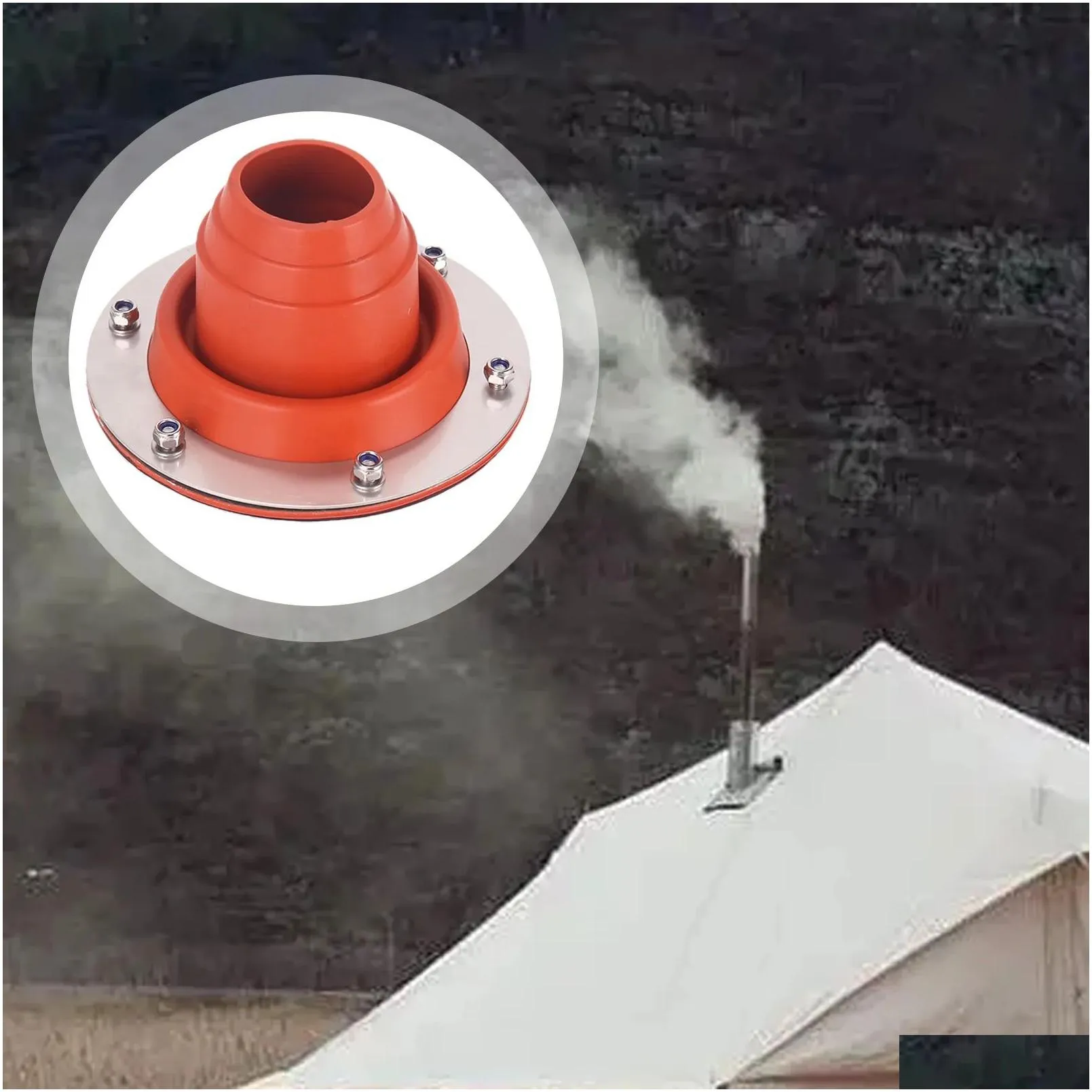 Shelters Stove Jack Kit For Tent Flexible Roof Pipe Flashing Stove Flashing Kit Heat Resistant Silicone Compatible With Triple Wall