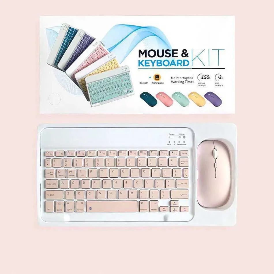 wireless bluetooth keyboard mouse kit combos 10 inch rechargeable mouse for ipad android ios windows phone tablet pc