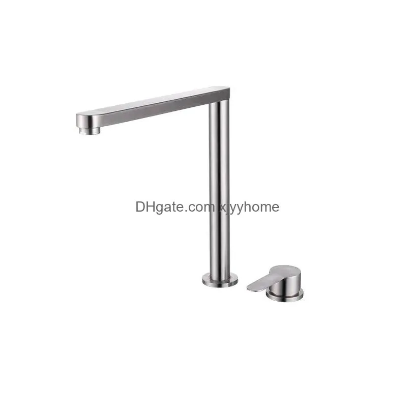 Kitchen Faucets 304 Stainless Steel Sink Faucet Den Lifting Folding And Cold Mixed Water Separate Tap Dual Drop Delivery Dh1Fb