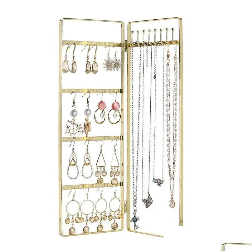 Jewelry Boxes Metal Gold 3Doors S/M/L Earrings Ring Necklace Watch Shelf Stand Counter Pendant Display Drop Delivery Dhufw
