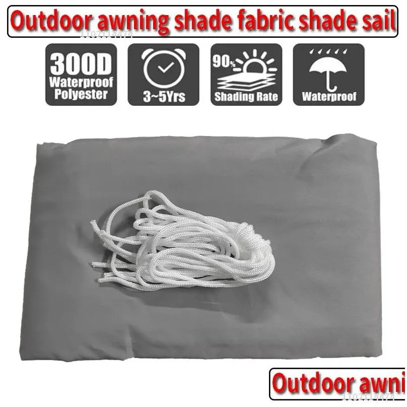 Shelters Gray 300D waterproof shade sail antiuv ultralight awning garden pool awning shade sail awning2022