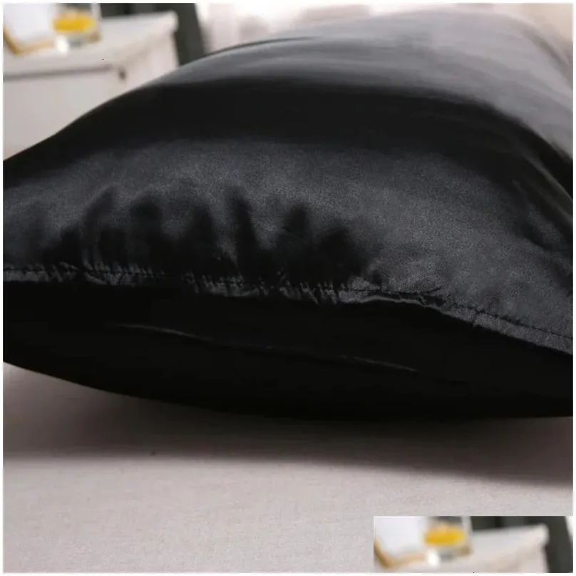 2pcs Silk Pillowcase Childrens Winter Antistatic Soft Pillow Protective Case Home Solid Color Antidirty Bedding 240325