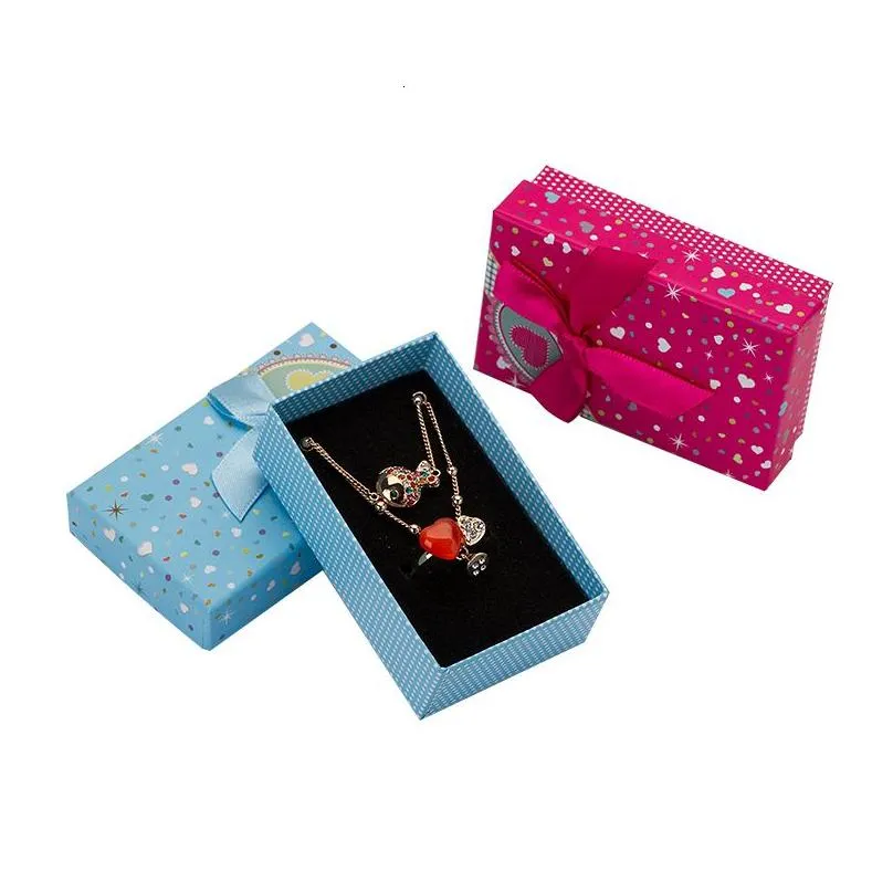 Jewelry Boxes Mti Colors Box 5X8 Cm Sets Display Paper Necklace/Earrings/Ring Packaging Gift 32Pcs/Lot Wholesale Drop Delivery Dhnca