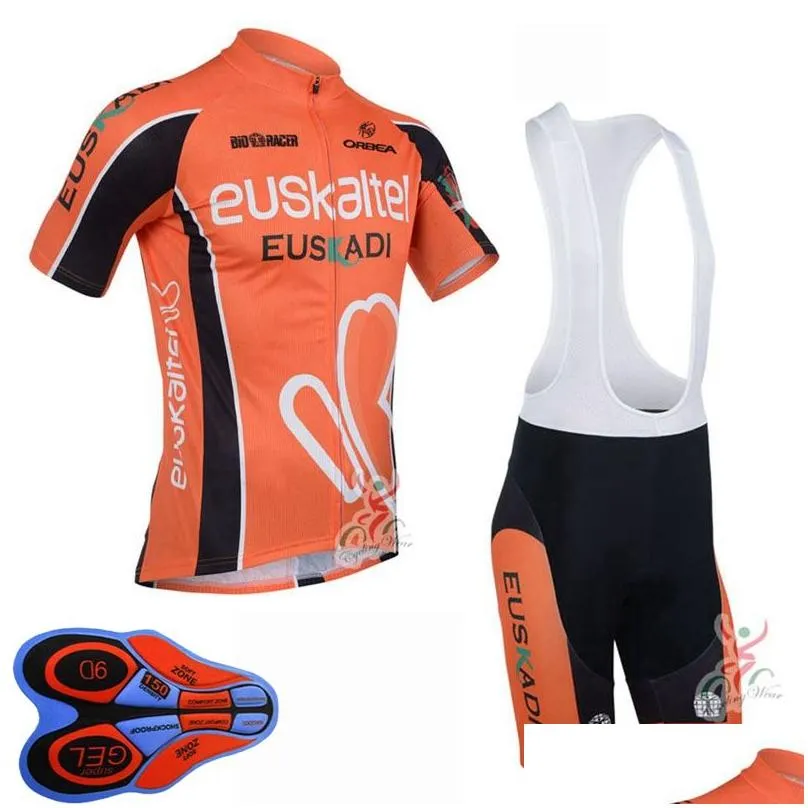 Sets EUSKALTEL Team Ropa Ciclismo Breathable Mens cycling Short Sleeve Jersey (Bib) Shorts Set Summer Road Racing Clothing Outdoor