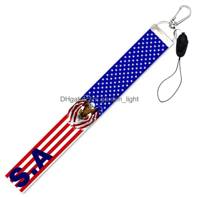 american flag cell phone lanyard party accessories fashion long sturdy keychain hand rope