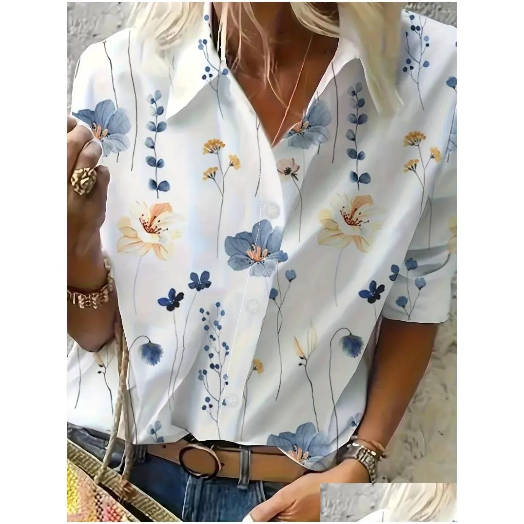 Women`s Blouses Fashion Long Sleeve Shirt Women Tops And 2024 Sping Autumn Casual Buttons Office Ladies Shirts For Top Femme