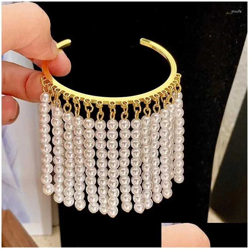 Bangle XIALUOKE Multichamber Beaded Pearl Tassel Open Bracelets For Woman Fashion Vintage Party Jewelry Girl