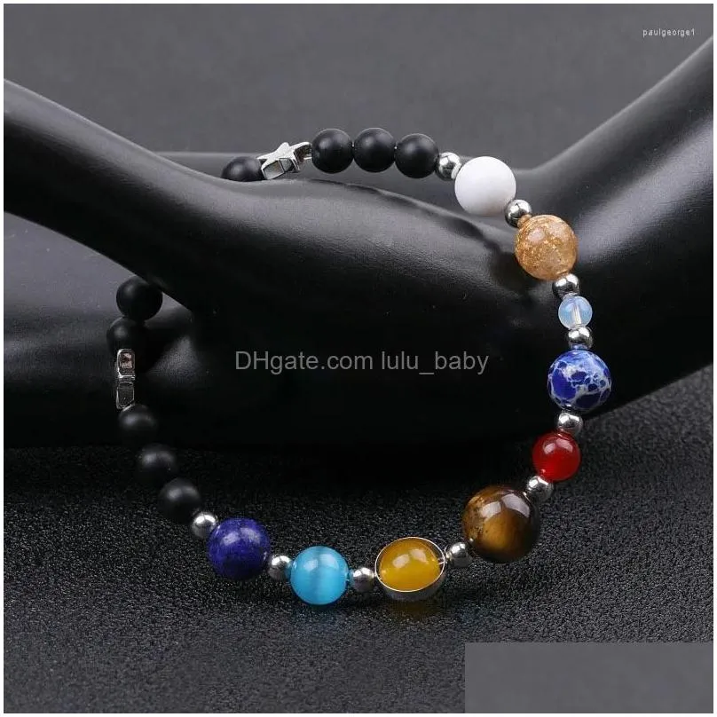 charm bracelets universe eight planets bracelet guardian star men natural hematite bead women solar system energy braclet jewelry gift