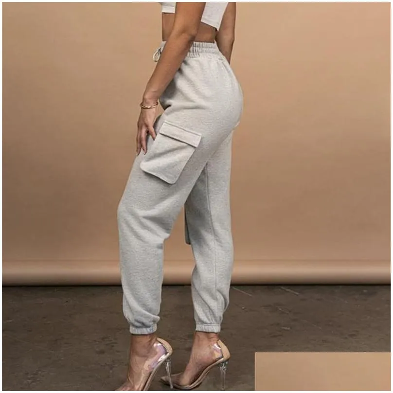 Women`s Pants Capris Spring Autumn Vintage Patchwork Joggers Sweatpants Harajuku Woman Trousers Elastics High Waist Solid 5 Colors