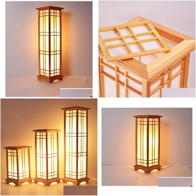 Floor Lamps Home Design Wood Lamp Fashion Japanese Washitsu Tatami Decor Window Pane Restaurant Living Room Hallway Lighting Drop Del Dhqbh