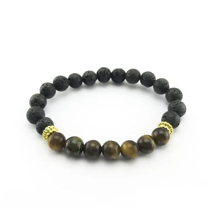 natural chakra stones bracelet black volcanic lava beads bracelet yoga healing reiki prayer balance buddha bracelets charms fashion