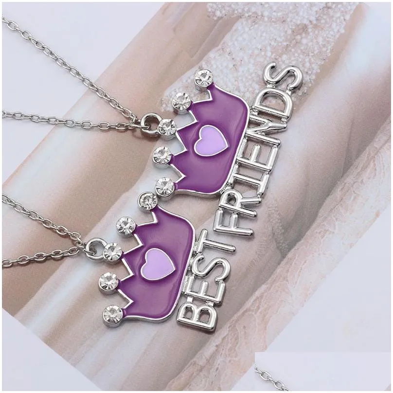 fashion creative friend friends girlfriends crown necklace birthday gift pendant letter accessories friend necklace