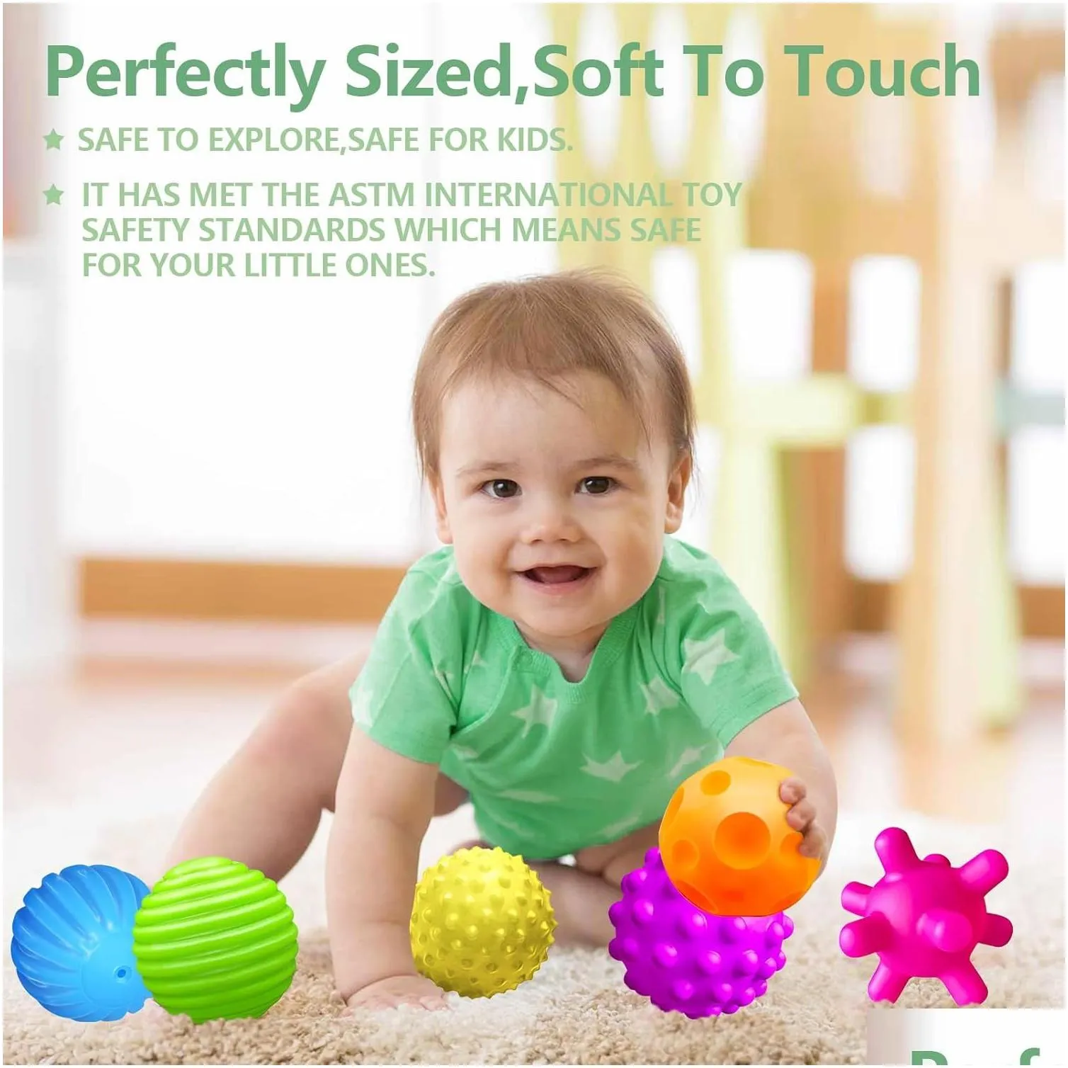 Other Toys Sensory Balls For Baby 6 To 12 Months Toddlers 1-3 Bright Color Textured Mti Soft Ball Gift Sets Montessori Babies 6-12 Inf Ot0Ro