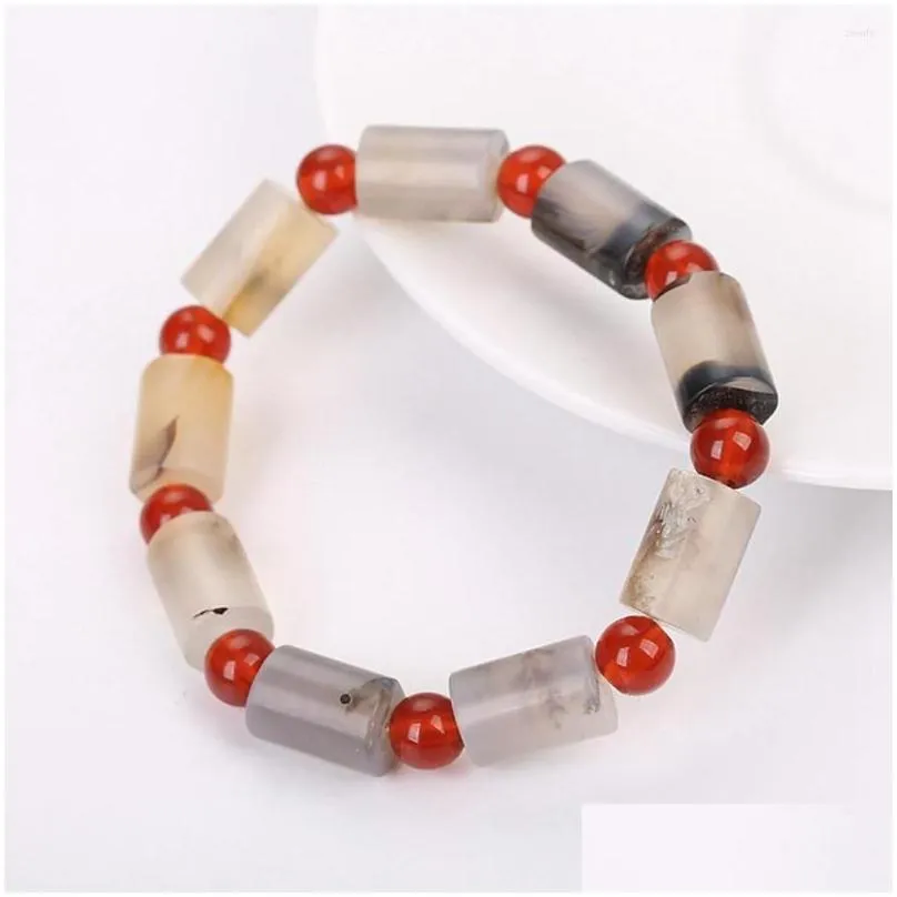 Bangle Natural Gem Stone Bangles Line Amber Rhodonite Topaz Love Heart Fitting Healing Beads Bracelets Rectangle Stones Women Jewelry