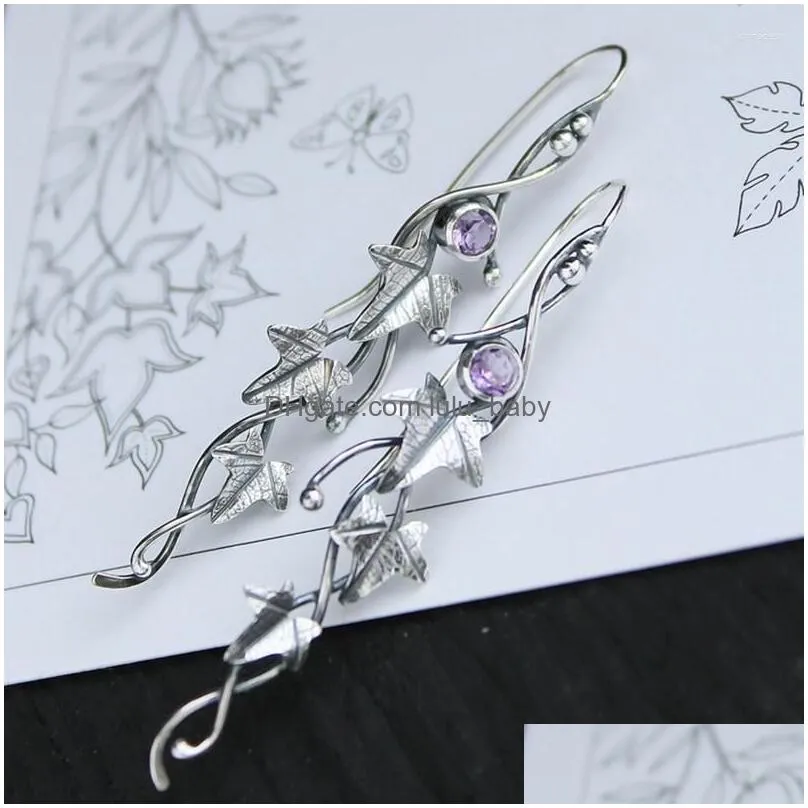 dangle earrings vintage ivy elven for women silver color leaf long earring fashion halloween cosplay accessories wholesale drop