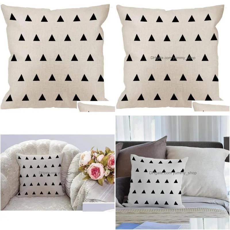 pillow retro small up triangle case cotton linen simple decorative throw pillowcase cover 18x18 inches home decor