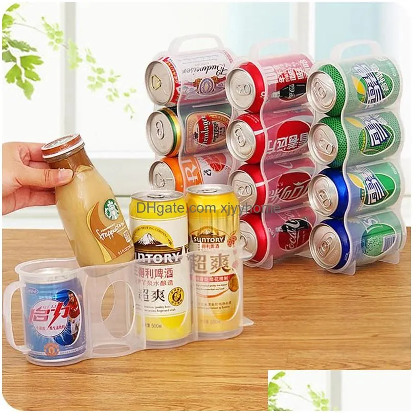 Hooks & Rails 1Pcs Home 4 Holes Drink Bottle Holder Beer Soda Can Storage Box Fridge Refrigeration Food Kitchen Organizer Accessories Dh1Wj