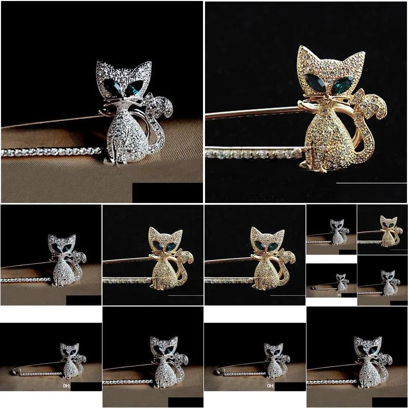 brooch beautifully jewellery fox south korea green-eyed cat fox rhinestone animal brooch pin christmas brooches