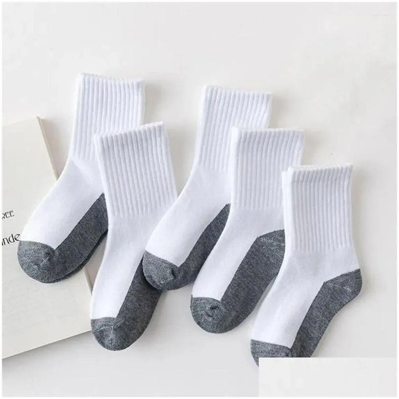 Men`s Socks Cotton Soft White Student Grey Black Sole Anti-dirt Breathable Absorbing Sweat Sport Boys Girls Hosiery