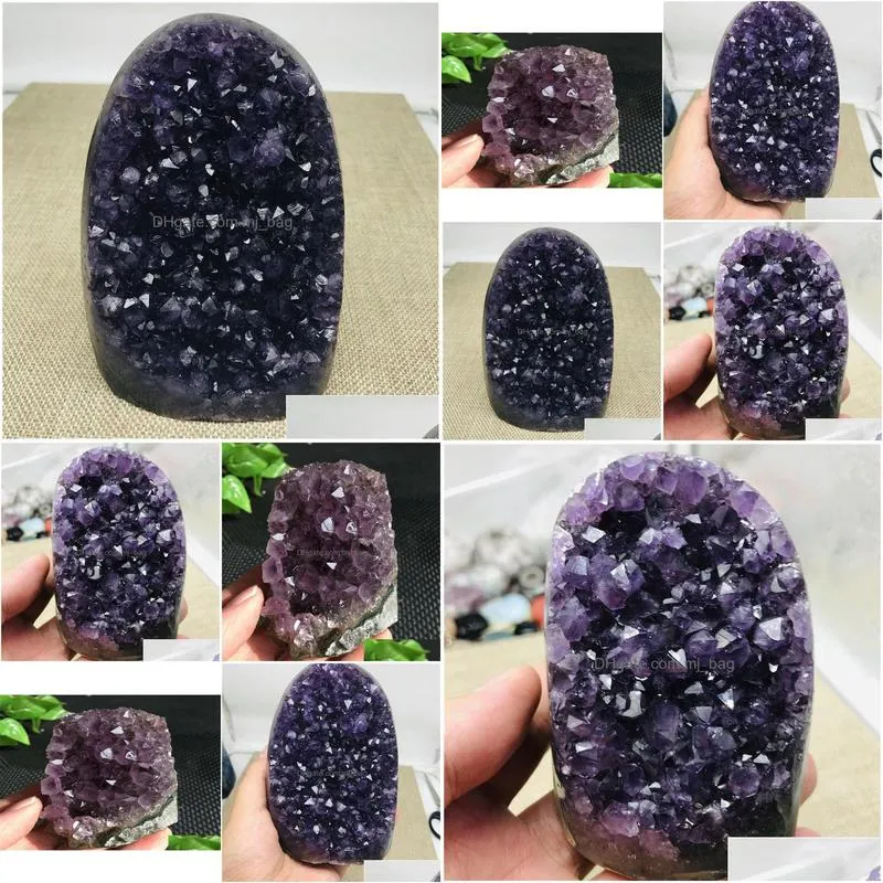 Arts And Crafts 3501200G Natural Amethyst Cluster Quartz Crystal Geode Specimen Healing T2001177375931 Drop Delivery Home Garden Arts, Dhwbm