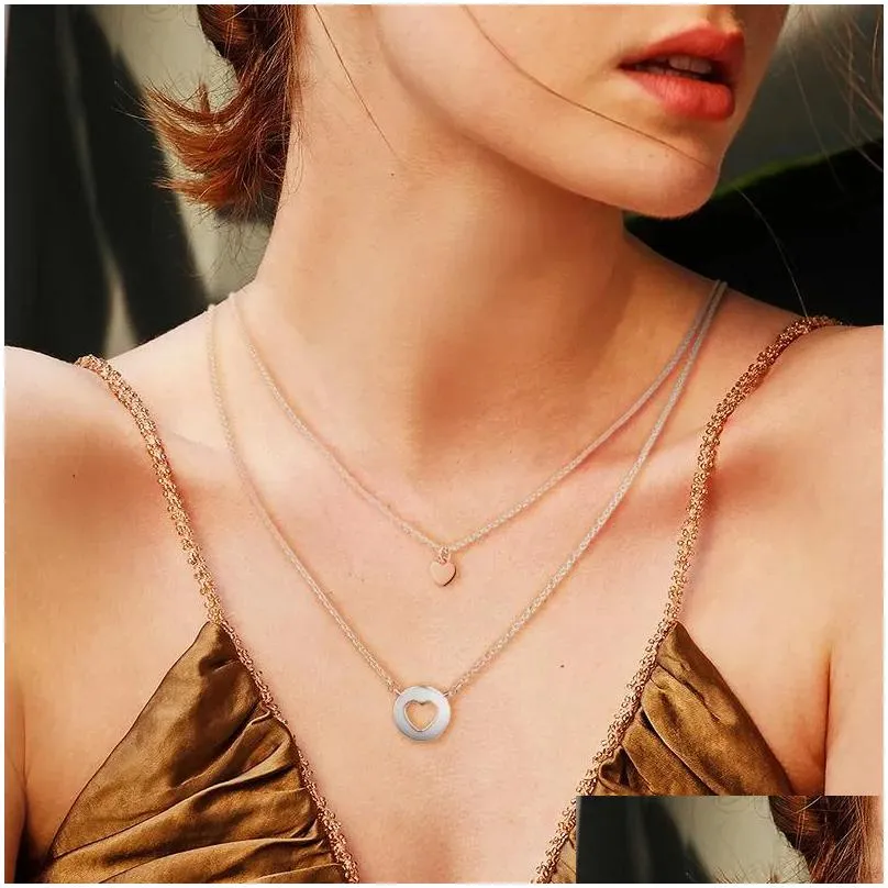 Chains Genuine 925 Sterling Sier Choker Necklaces For Women Layered Heart Necklace Party Gift Wedding Jewelry Collier Drop Delivery Dhkjc