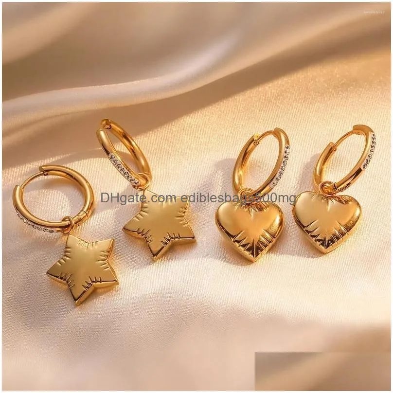 Dangle Chandelier Earrings Mafisar 316L Stainless Steel Gold Color Heart Shape Drop For Women Trendy Zircon Non-Fading Ear Jewelry Dhnib
