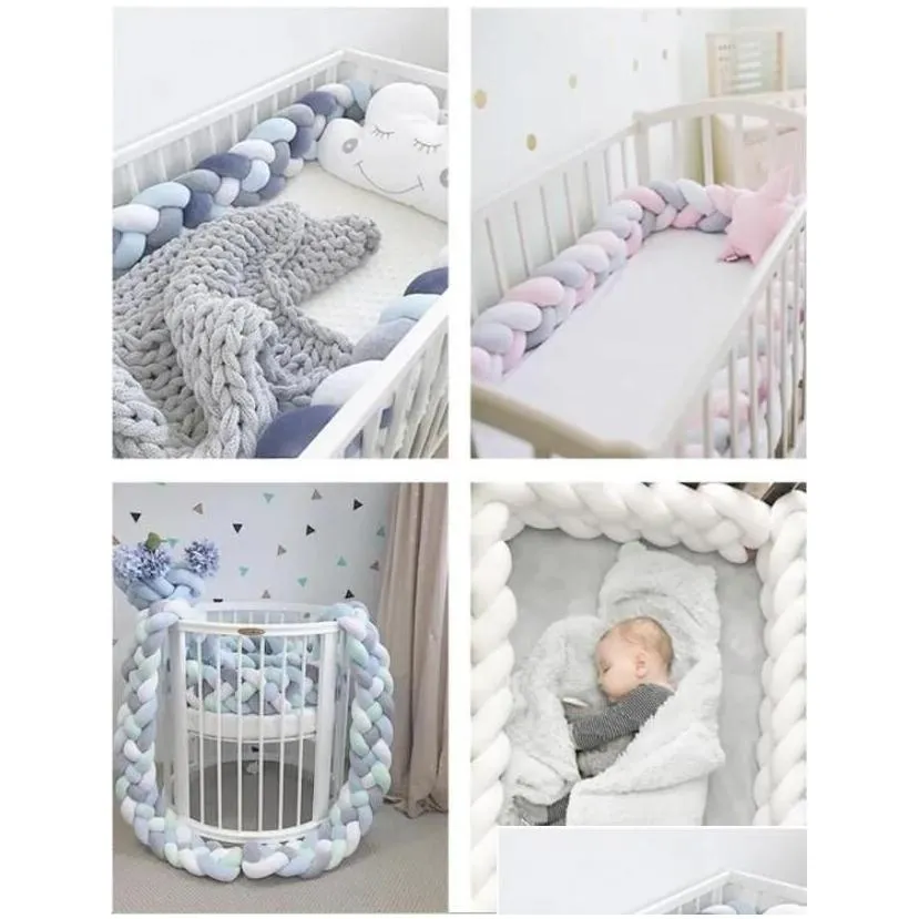 2024 Baby Bed Bumper Knot Pillow Cushion for Boys Girls Four Braid Baby Cot Bumper Crib Protector cuna para Room Decor