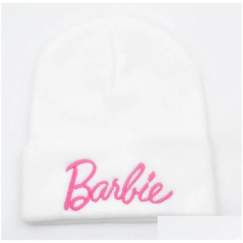 Fashion Letter Embroidery Girl Women Beanie Winter Protecting Ears Cute Knitted Warm Hat Outwear