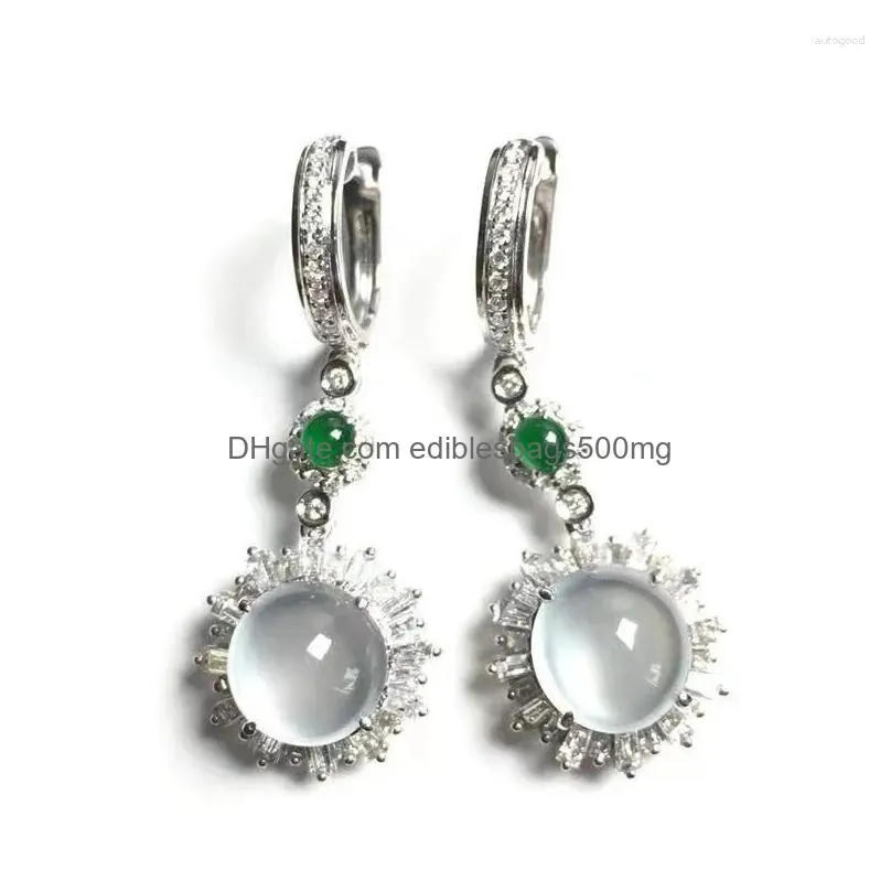 Dangle Chandelier Earrings Simple Fashion White Moonlight Gem Stone Jade Flowers Transparent Clear Pure Girl Temperament Romance Je Dhnqk