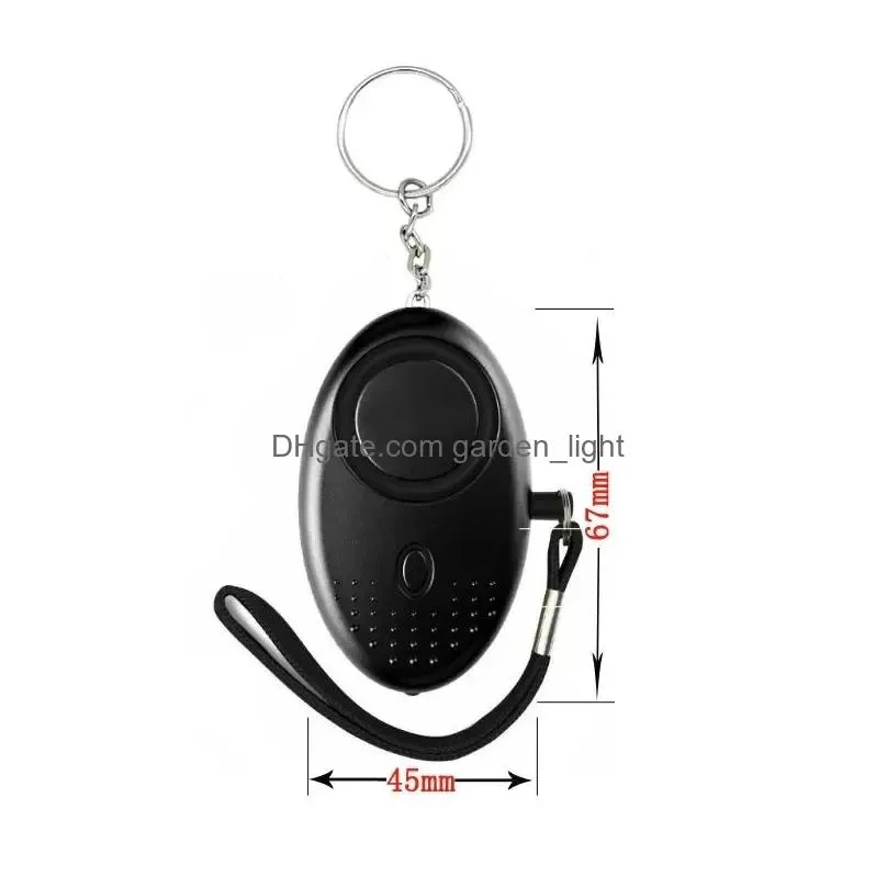 wholesale party supplies 130db egg shape self defense alarm keychain pendant personalize flashlight personal safty key chain charm car