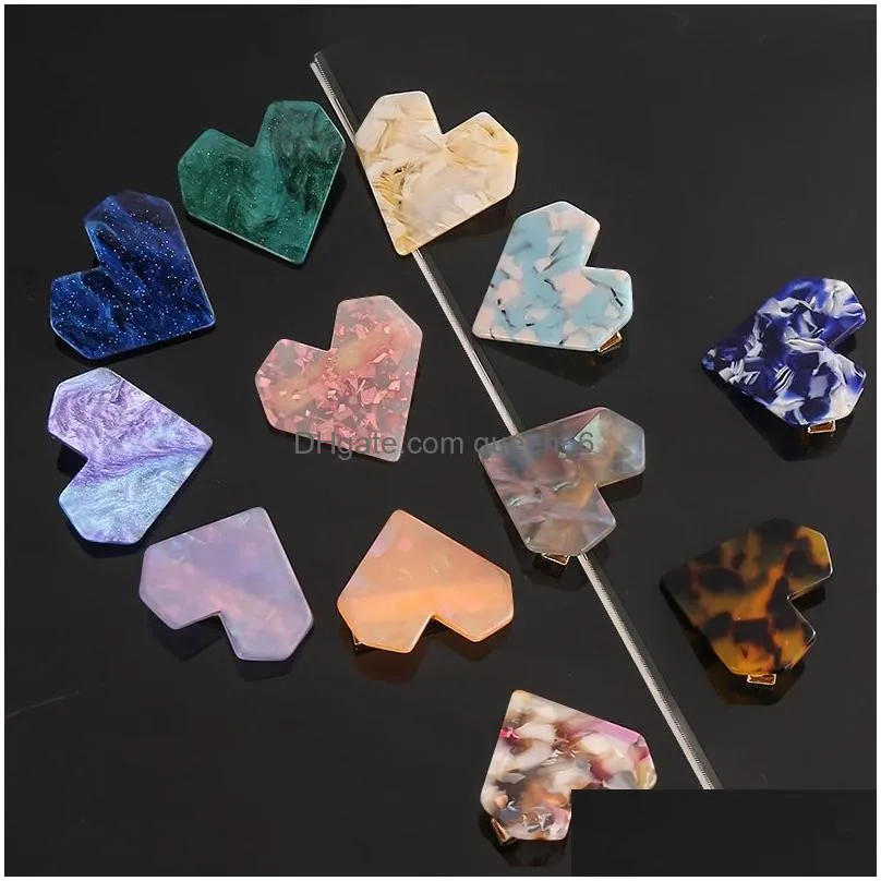 Hair Clips & Barrettes Fashion Acrylic Heart Shape For Women Girl Hairpins Shiny Lovely Shell Hairgrip Hairs Accessories Drop Deliver Dhrbv