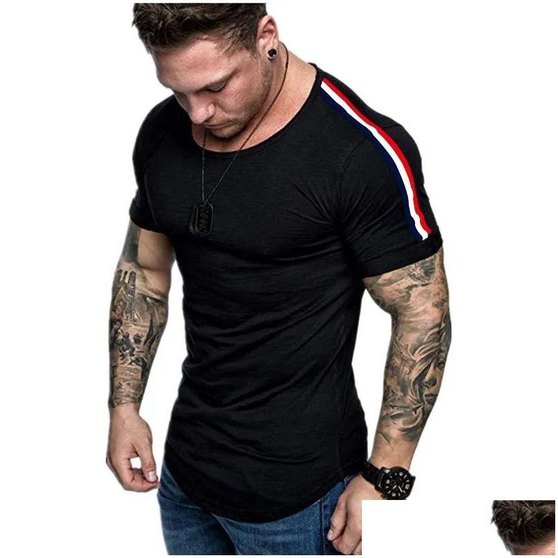 Men`S T-Shirts New Summer Casual T-Shirt Men Solid Work Slim Fitness Sport Short Sleeve O-Neck Over Size Mens Tshirt Streetwear Cloths Dhmuk