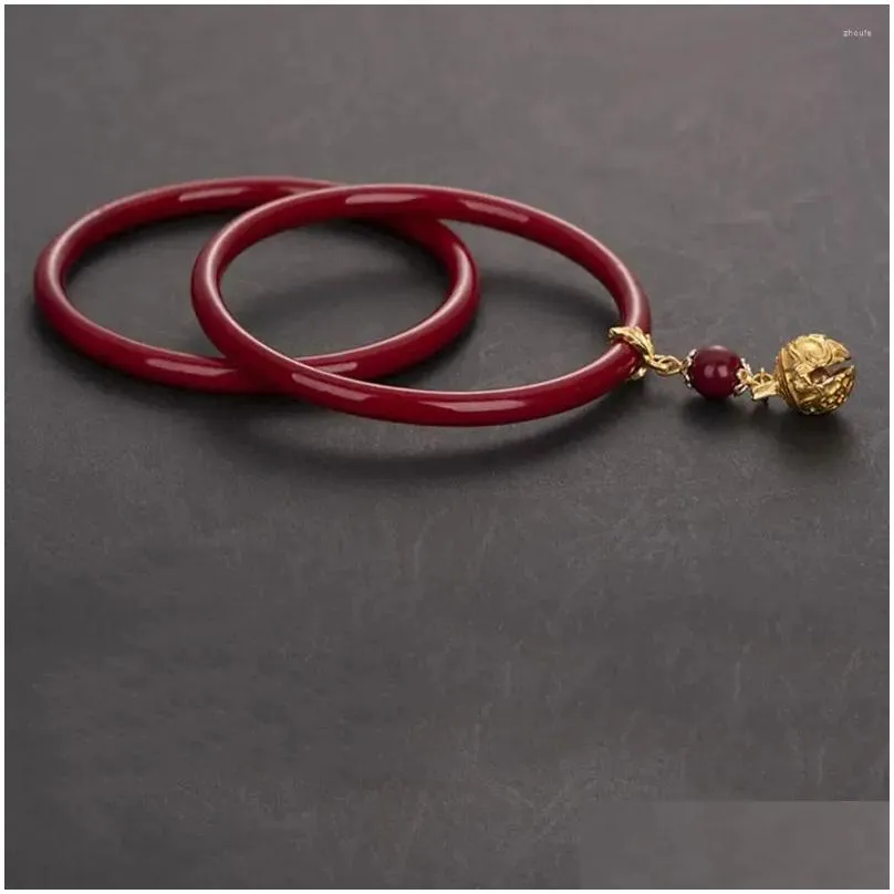 Bangle Chinese Charm Double Layer Bracelet Ancient Jewelry Natural Fashion Pure Glass Exquisite Red 58-62mm Woman