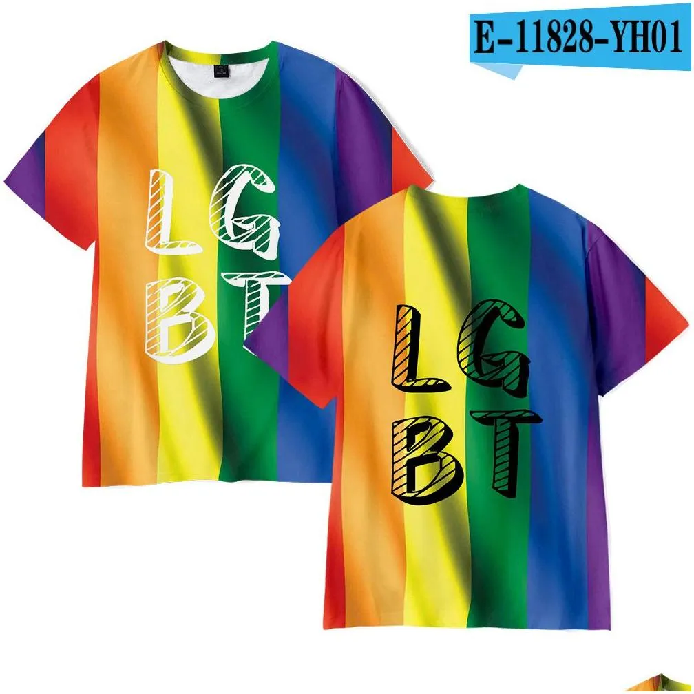 Men`S T-Shirts Mens T Shirts Lgbt Rainbow 3D Short Sleeve Shirt Men And Women Lgbtq Clothing Casual Fashion Print Streetwear Tops Drop Dhaya