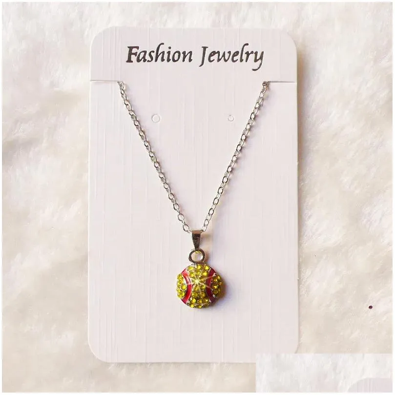 Party Decoration Sports Necklace Promotion Softball Baseball Football Sport Necklaces Rhinestone Crystal Drop Delivery Home Garden Fes Dh1Kv