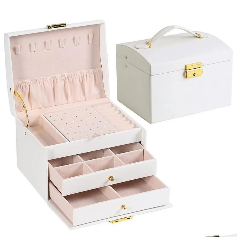 Jewelry Boxes Bloong Layers Organizer Box Exquisite Women Girls Gift Display Holder Earring Ring Necklace Storage 230505 Drop Deliver Dhwg3