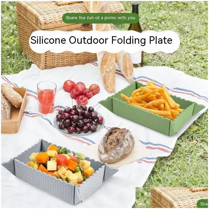 Table Mats Multifunctional Outdoor Dinner Plate Food Grade Silicone Folding Picnic Place Mat Convenient To Carry