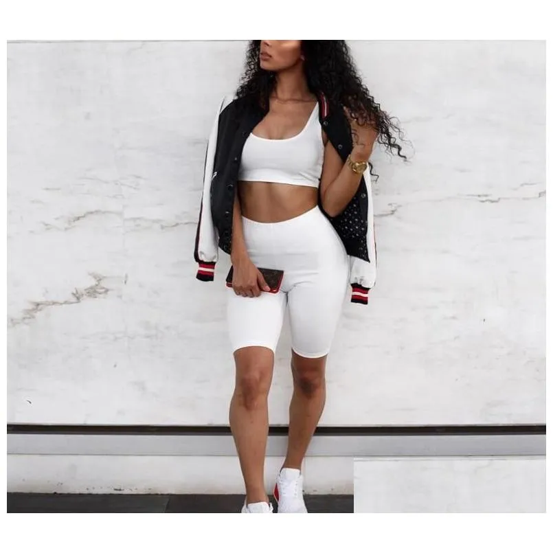 Two Piece Pants Women Crop Tops and Biker Shorts Sweat Suits Sexy Club Outfits Casual Tracksuit Matching Sets