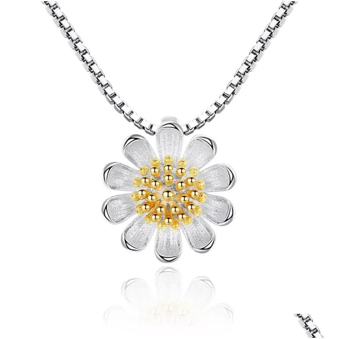 daisy necklace pendant fashion wedding jewelry lovely imitation 925 sterling silver jewelry plated silver necklaces vibrant sun flower