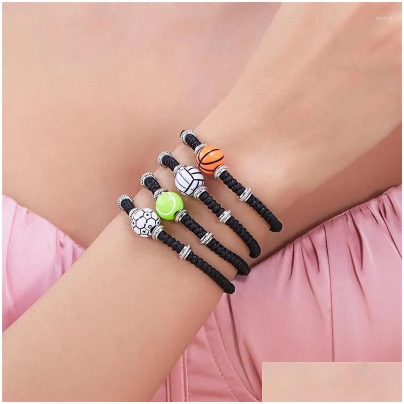 Charm Bracelets Minimalist Black Rope Braided Bracelet For Women Men Fashion Sports Style Basketball Soccer Friendship Jewelry Gifts