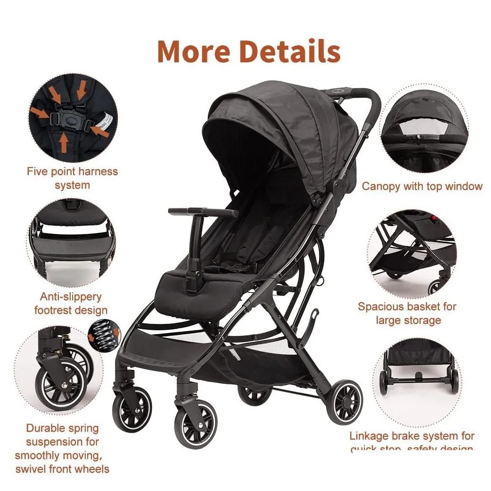 Strollers# Compact Umbrella Stroller For Airplane One-Hand Folding Baby Newborn Infant W/Adjustable Backrest/ Drop Delivery Baby, Kids Otmzj