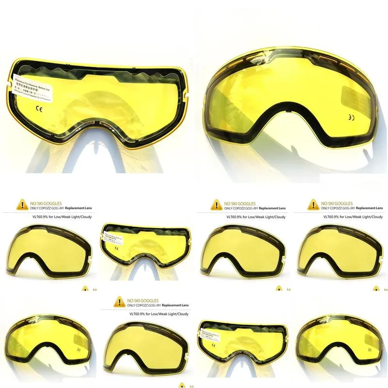 Goggles New COPOZZ brand double brightening lens for ski goggles of Model GOG201 increase the brightness Cloudy night to use(only