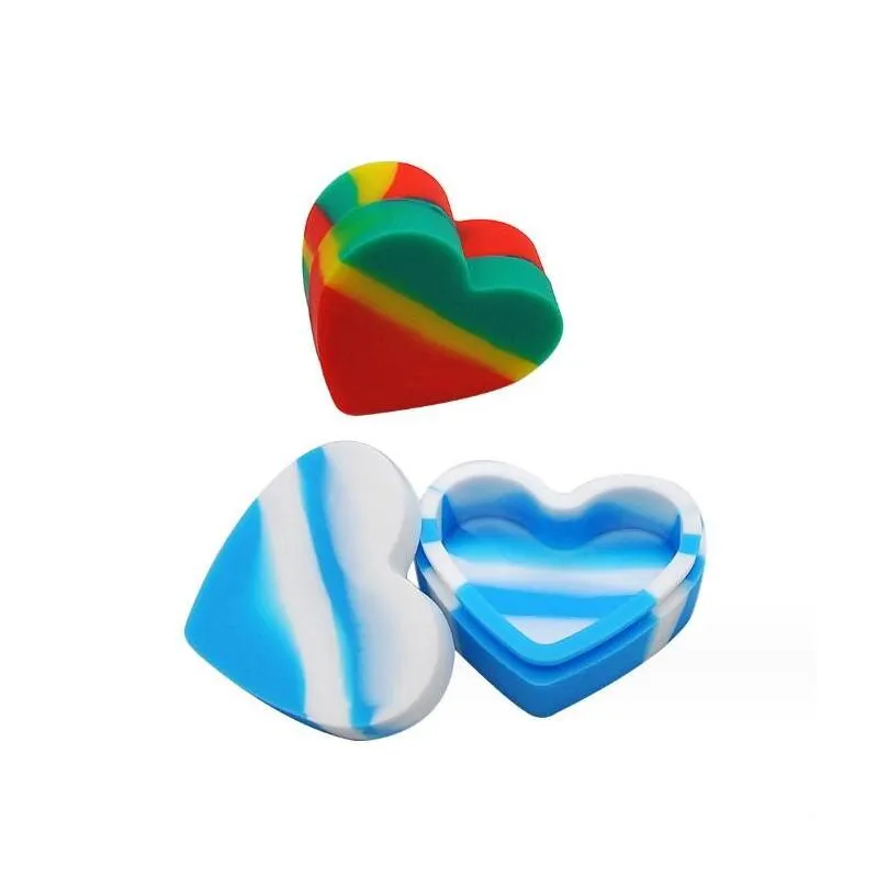 Heart Shape Silicone Jars Wax Dab Vaporizer Oil Container Non-stick 17ml Covers Case Storage Box For Smoking Bongs Hookahs Accessories